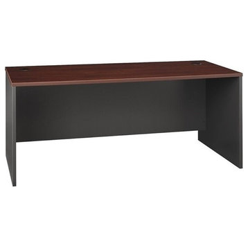 Bowery Hill 72" Transitional Engineered Wood Desk Shell in Hansen Cherry/Gray