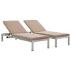 Shore Chaise with Cushions Outdoor Patio Aluminum Set of 2 EEI-2737-SLV-MOC-SET
