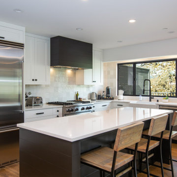 ADU Kitchen Island Design in Calabasas CA | Open Layout + Seating