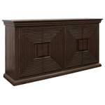 StyleCraft - Trellis Sideboard Three Patterned Doors Cocoa Brown Finish - Beautifully crafted, the Trellis Pine Wood Sideboard is a modern masterpiece that brings style and functionality to your living space. With its unique patterned wood on the doors, this sideboard is an eye-catching addition to any living room or dining room. The three doors offer ample storage space, perfect for stowing dinnerware and other essentials, while enhancing your home's modern aesthetic.