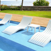 Slim Pool Chaise Sun Lounger, Set of 2, White