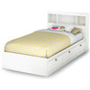 South Shore Spark Twin Storage Bed And Bookcase Headboard, Pure White