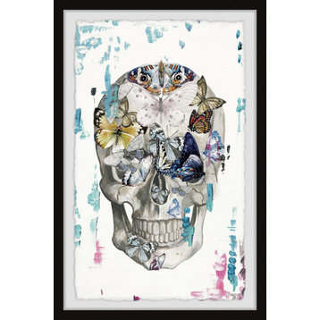 "Tainted Butterfly Skull" Framed Painting Print, 12"x18"