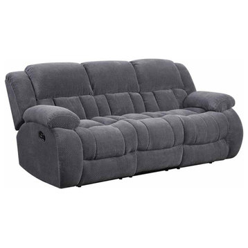 Coaster Weissman Grey Three-Seat Reclining Sofa 85.5x41x40 Inch