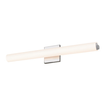 Tubo Slim LED 24" Vanity Light With Etched Glass, Polished Chrome, Flat Trim