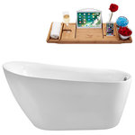 Streamline - 59" Streamline N-280-59FSWH-FM Soaking Freestanding Tub With Internal Drain - Create your own spa retreat with this beautiful Streamline 59" deep soaking bathtub. It's clean sleek design and white glossy finish will add style to any bathroom. It is designed with an internal drain and it can hold up to 58gallons of water. FREE Bamboo Bathtub Caddy Included in Purchase!