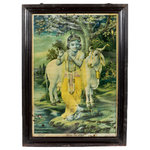 www.singhimports.com - Consigned Antique Shiva Print - This is an original C.1930 print of Shiva in original old frame. Shiva is god of knowledge and stands for Dharma, will power and love. One of a kind.