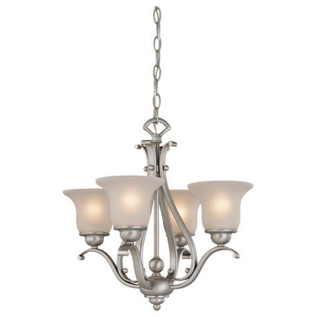 Monrovia 4-Light Mini Chandelier or Semi Flush, Dual Mount Brushed Nickel