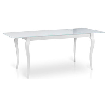 PRESSO Glass Top Dining Table With Extension, White