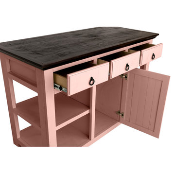 60" Wide Rustic Kitchen island, Rosa Pink