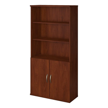 Tall Bookcase, Open Shelves and Lower Cabinet for Extra Storage, Hansen Cherry