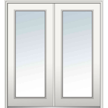 Classic Fiberglass Smooth Double Door Full Lite, 66", Hand In-Swing: Left