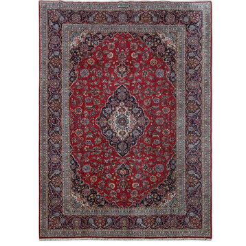 Consigned, Traditional Rug, Red, 8'x11', Kashan, Handmade Wool