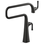 Kohler - Kohler Graze Deck-Mount Pot Filler Faucet, Matte Black - Drawing on inspiration rooted deep in Americana, we bring you Graze. This bold statement piece conjures memories of the spikes that built railroads  the steel industry where iron was forged. Breaking from the norm of more delicate smooth round lines, the bold square base and unique strong silhouette is eye-catching on your counter, and a design to compliment most every home.