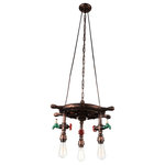CWI Lighting - Manor 3 Light Down Chandelier With Speckled copper Finish - Can you mix industrial with coastal? The Manor 3 Light Chandelier is a proof that it can be done. Designed with a ship's wheel as its frame, this down chandelier will brighten and spruce up any space without going overboard. Finished in speckled copper, this 22 inch light fixture is guaranteed to take your decorating skills up a notch. Feel confident with your purchase and rest assured. This fixture comes with a one year warranty against manufacturers defects to give you peace of mind that your product will be in perfect condition.