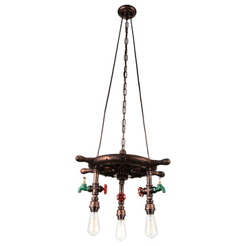Manor 3 Light Down Chandelier With Speckled copper Finish