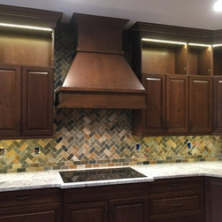 Colorful nature stone herringbone pattern backsplash - Products
