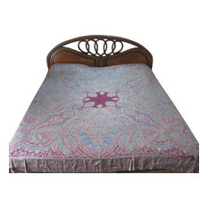 Mogul Interior - Pashmina Bedspread Paisley Blanket Fuschia Reversible Indian Bedding - Blankets