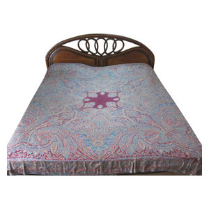 Mogul Interior - Pashmina Bedspread Paisley Blanket Fuschia Reversible Indian Bedding - Quilts And Quilt Sets