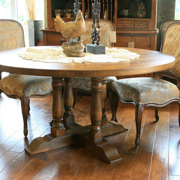 Country Willow Round 4 Legged Barn Wood Table. Many Sizes.