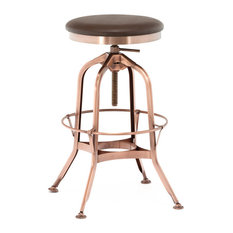 Design Lab MN - Toledo Adjustable Steel Bar Stool, 25"- 29", Vintage Copper/Brown - Bar Stools and Counter Stools