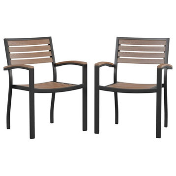 Flash Furniture Stackable All-Weather Aluminum Patio Chairs in Brown (Set of 2)