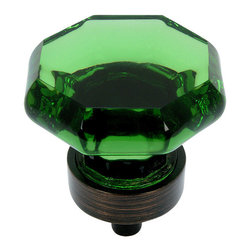 Cosmas - Cosmas 5268ORB-A Oil Rubbed Bronze Cabinet Knob, Set of 5, Glass, Emerald - Cabinet And Drawer Knobs