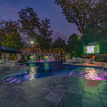 Alpine New Jersey - Luxury Custom Glass Tile Swimming Pool with Grotto