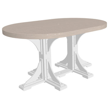 Poly Round Table, Birch & White, 4' X 6', Counter Height