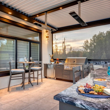 Twin Adjustable StruXure Pergolas with Outdoor Kitchen & Seating Area