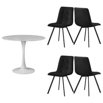 Home Square 5-Piece Set with Tulip Dining Table and 4 Dining Chairs