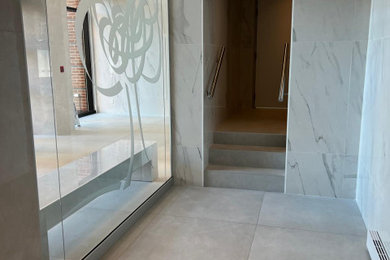 Hallway - large modern hallway idea in Montreal