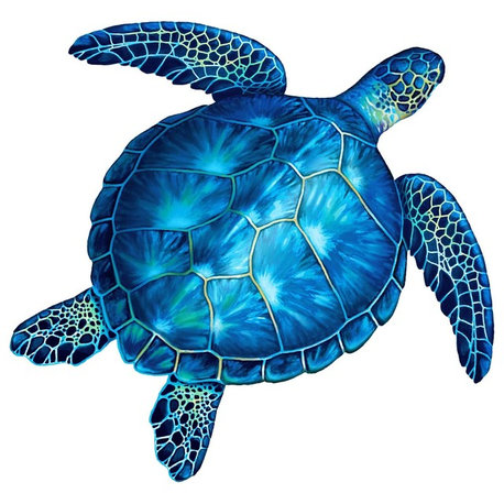 Sea Turtle Porcelain Swimming Pool Mosaic 10"x10", Blue