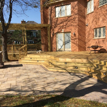 Combined Wood Deck with Belgard Paver Patio and Pergola in Long Grove, IL