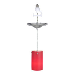 Brushed Nickel Finish with Brushed Red Glass Instant Pendant Light Conversion Ki - Pendant Lighting