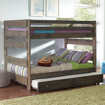 Wrangle Hill Full Over Full Bunk Bed with Trundle | Gun Smoke