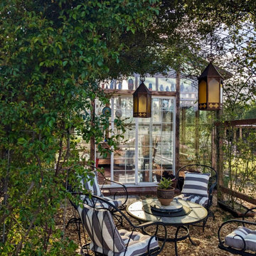 Custom Greenhouse Built with Reclaimed Windows & Burnt Wood Finish