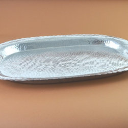 Hammered Aluminum Oval Scallop Tray - Serving Trays