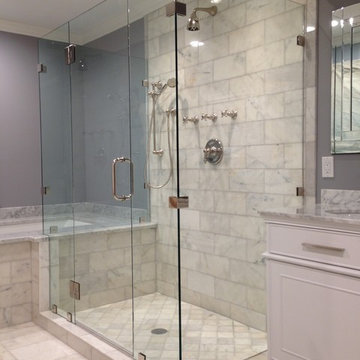 Glass Shower Enclosure with 2 Panels, Door and Double 90 Degree Returns