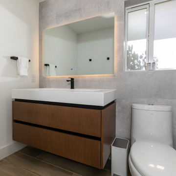 Earth Tone Transitional Closet and Bathroom