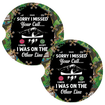 Missed Your Call Was On Other Line Fishing Coasters for Car Cup Holders Set of