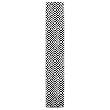 Black and White Diamond Pattern 16x90 Cotton Twill Runner