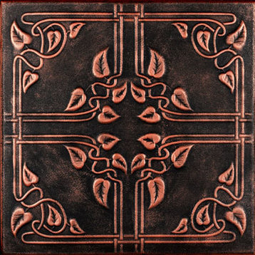 20"x20" Ivy Leaves, Styrofoam Ceiling Tile, Black Copper