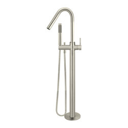 MEIR BRUSHED NICKEL ROUND FREESTANDING BATH SPOUT AND HAND SHOWER SKU: MB09-PVDB - Bathroom Taps and Shower Heads