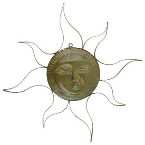 Enchanted Clay Iron Sun Handmade Hand Painted 27 In Contemporary Outdoor Wall Art By Mexican Imports Houzz