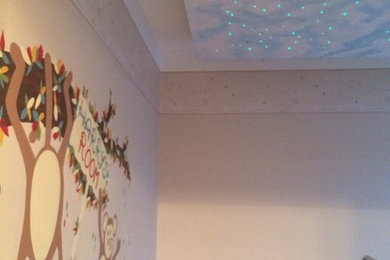 Fibre optic starlight ceiling in child's room