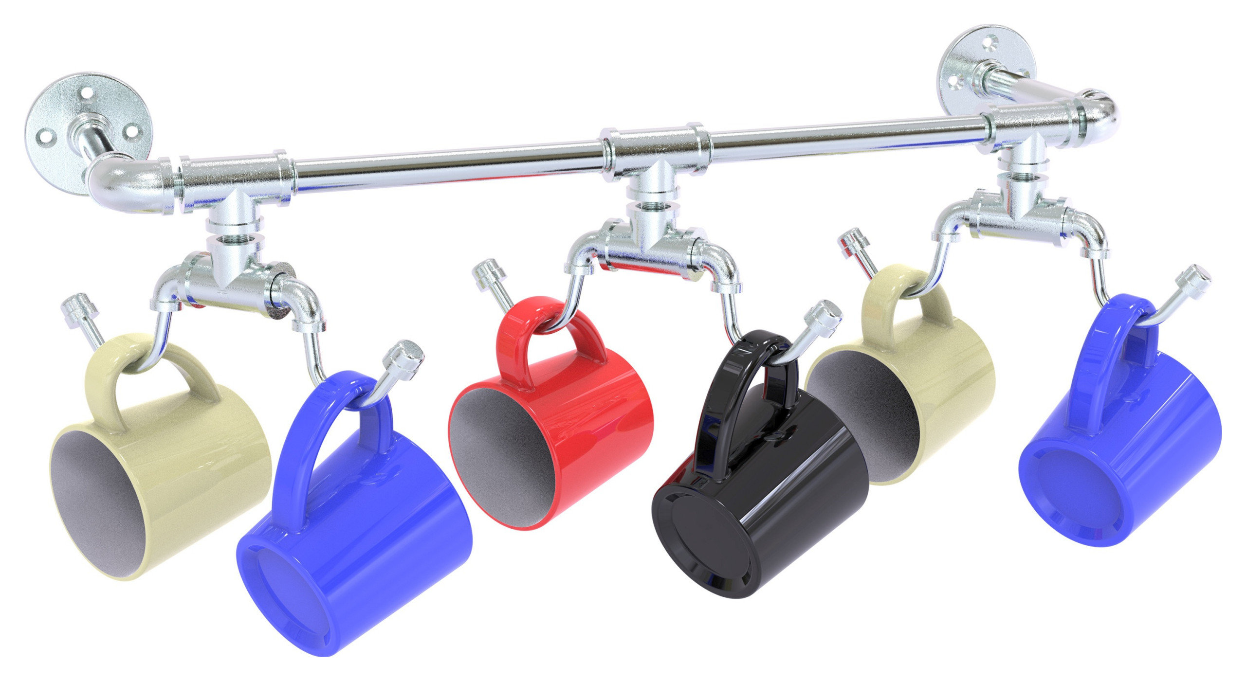 Allied Brass Pipeline Collection Wall Mounted 6 Coffee Mug Rack ...