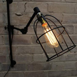 Industrial Cage Pendant Lights - Swing Arm Wall Lamps