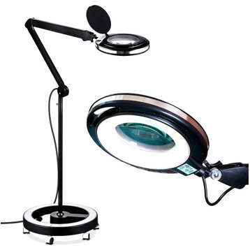 LightView Pro 6 Wheel Rolling Base Magnifying Floor Lamp, Magnifier, 3 Diopter