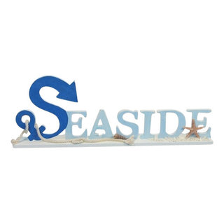 Blue and White Wooden Seaside Sign - Beach Style - Novelty Signs